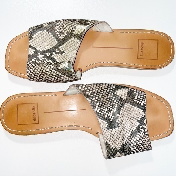 Dolce Vita Snakeskin Print Slip On Sandals - Picture 1 of 3